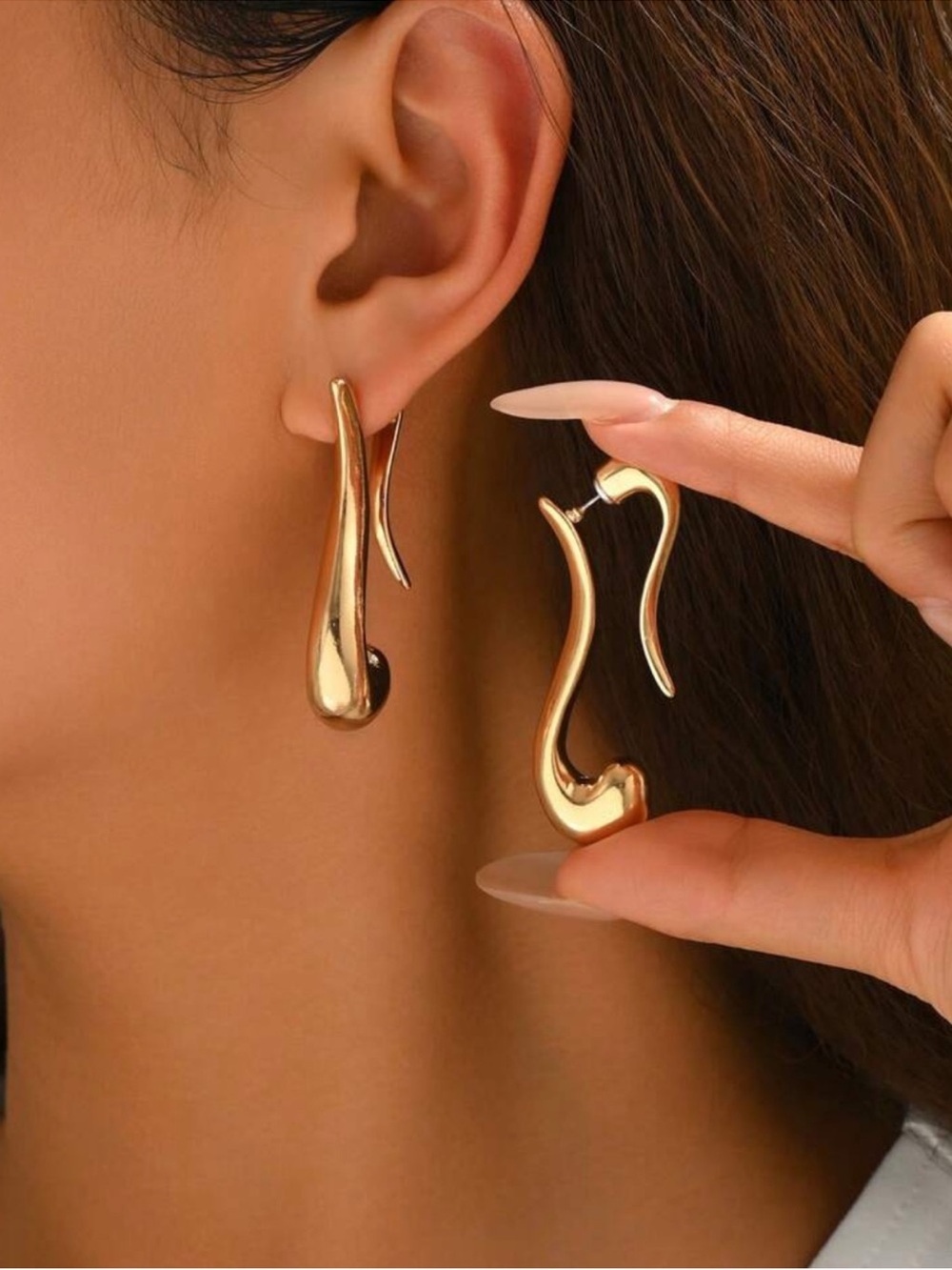 Sculptural Gold Drop Earrings
